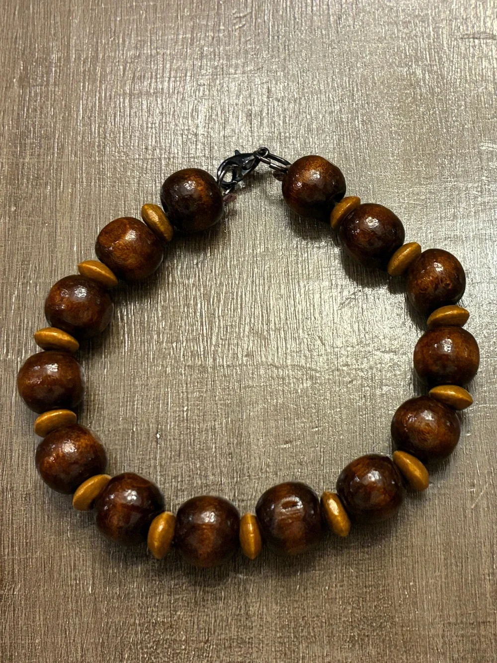 Handcrafted Brown Wood Bead Bracelet - Natural Brown
